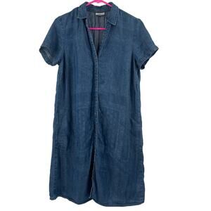 J.JILL Dress Size Small Chambray Denim Button Down Casual Lightweight Patchwork